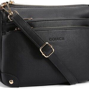 Elegant Vegan Leather Crossbody Bag for Women - Multi Pocket Satchel Purse